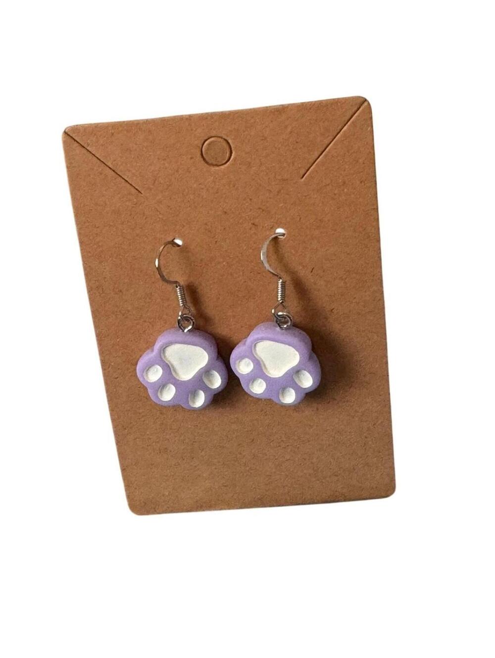 R356 1 pair New Paw Earrings Lavender R0000356